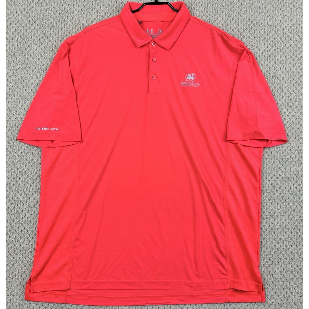 Under Armour Polo Mens 2XL Bright Red Loose Fit Coldblack Heatgear Golf Shirt